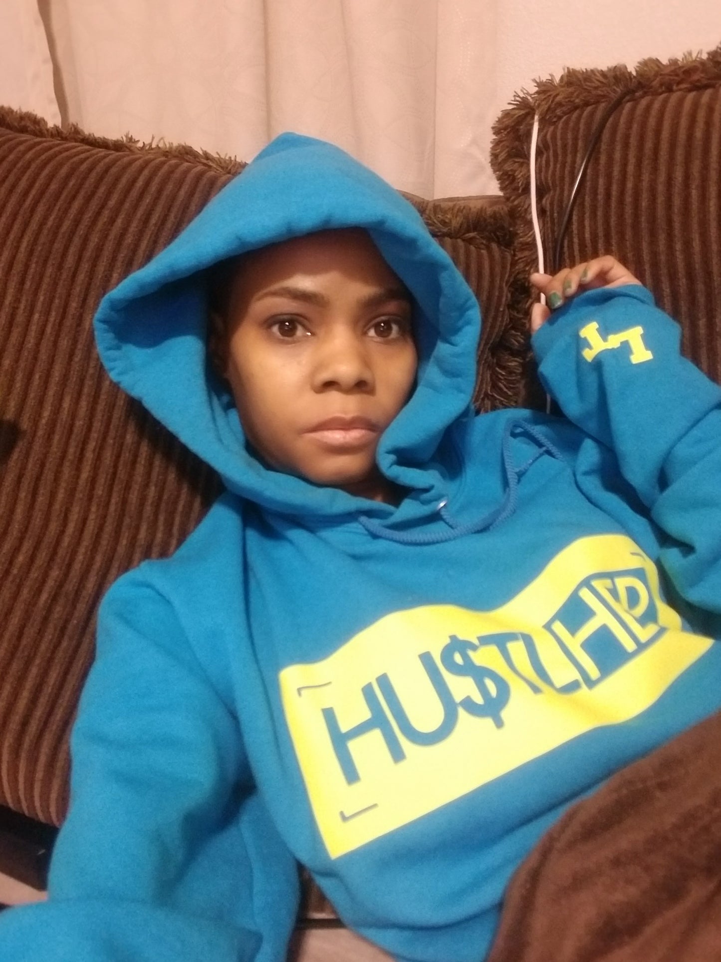 Turquoise "HU$TLHER" Hoodie
