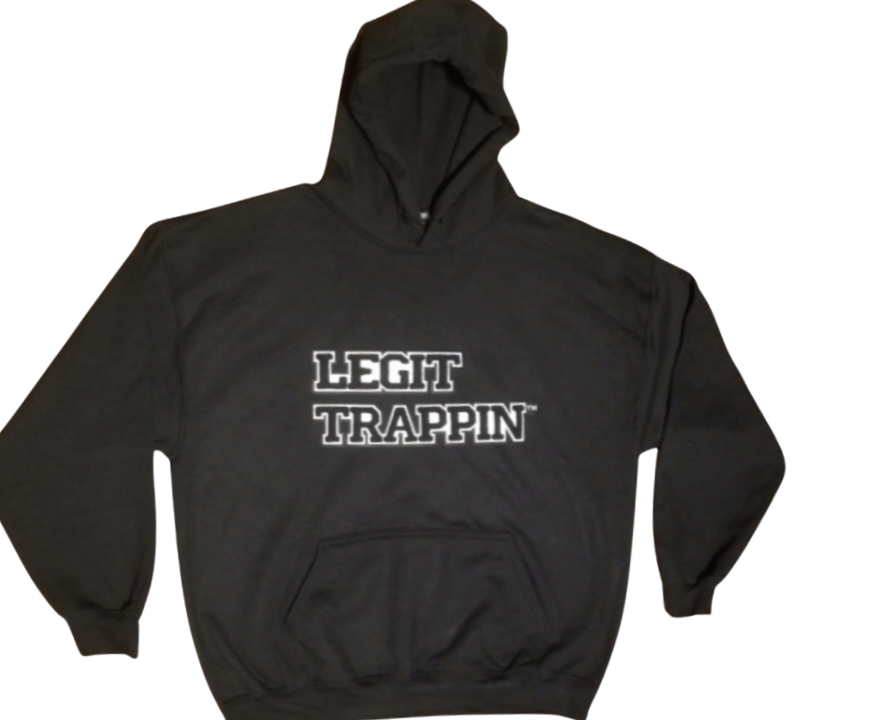 Black "LEGIT TRAPPIN" Hoodie - B&W Logo