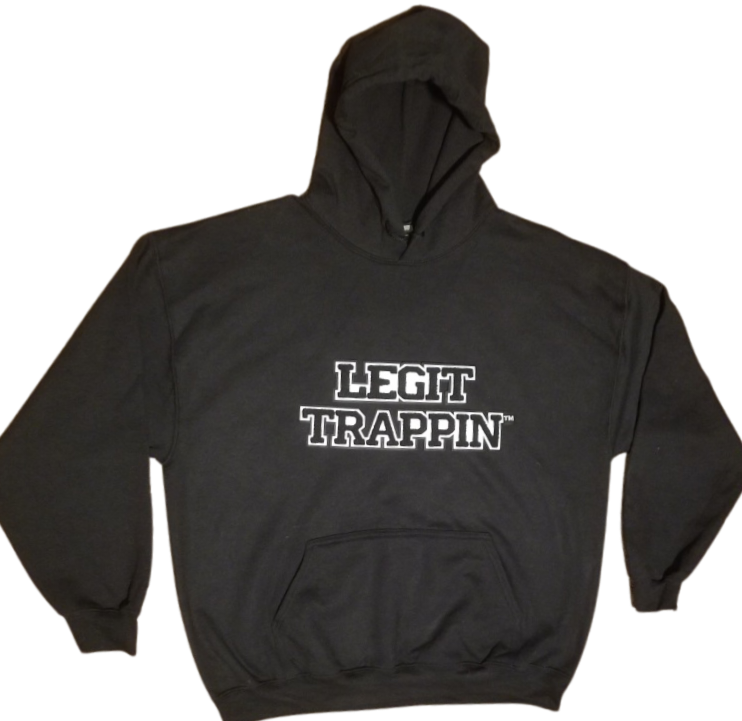 Black "LEGIT TRAPPIN" Hoodie - B&W Logo