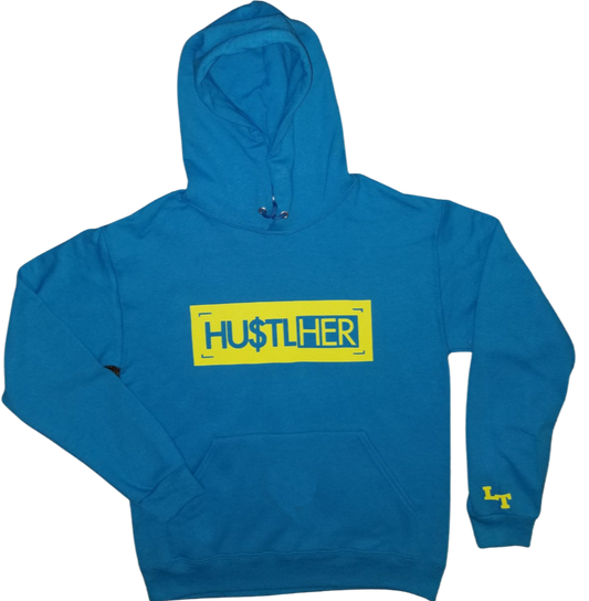 Turquoise "HU$TLHER" Hoodie