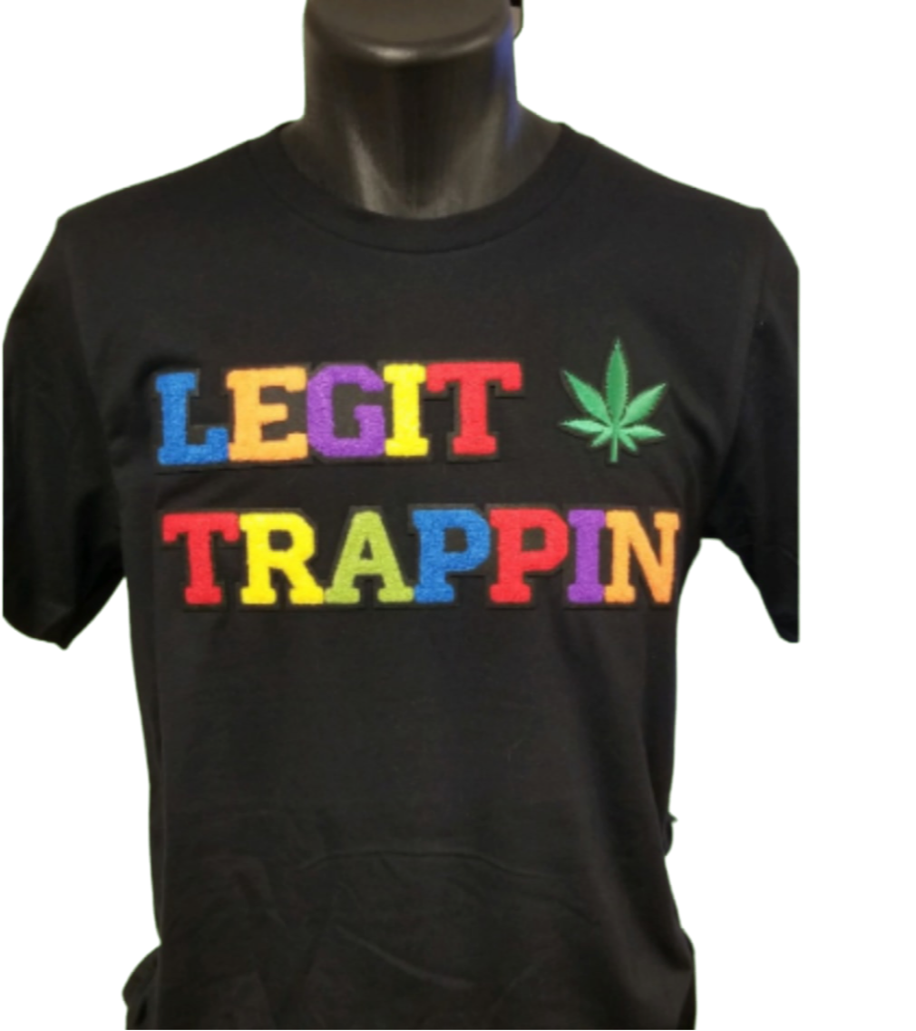 Black "LEGIT TRAPPIN™" Tee w/ Cannabis Leaf