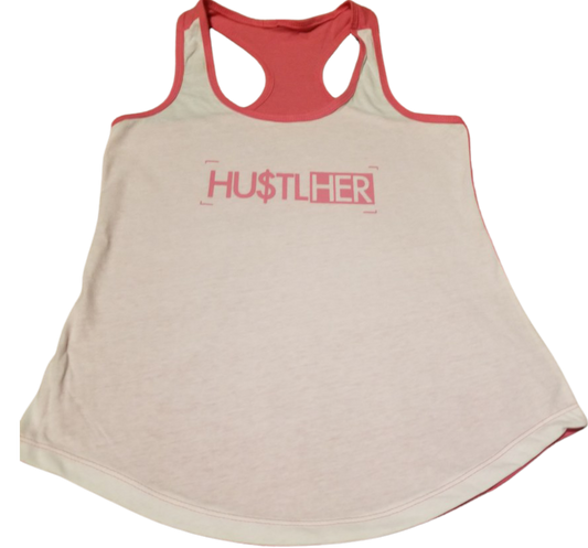 White & Pink "HU$TLHER" Tank