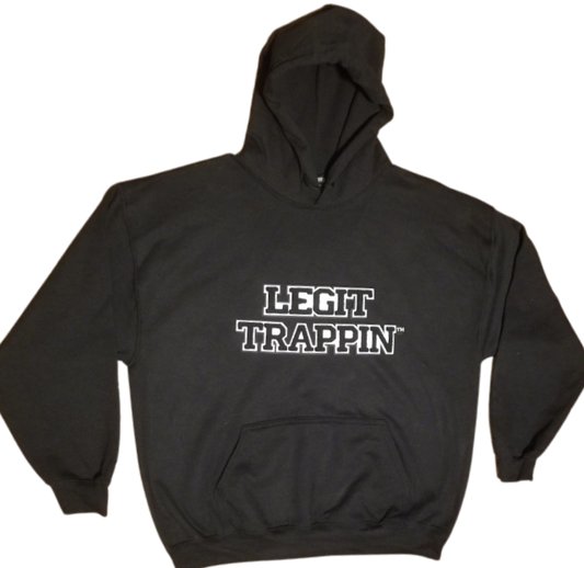 Black "LEGIT TRAPPIN" Hoodie - B&W Logo