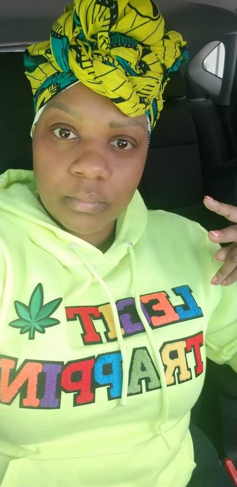 Safety Yellow "LEGIT TRAPPIN" Hoodie w/ Cannabis Leaf