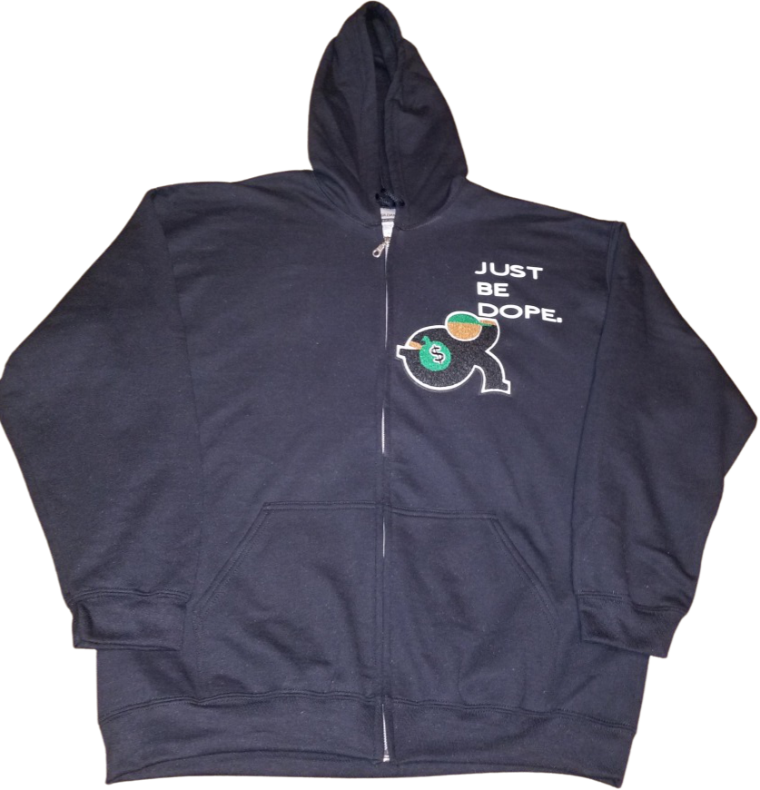 Black "JUST BE DOPE" Zippered Hoodie