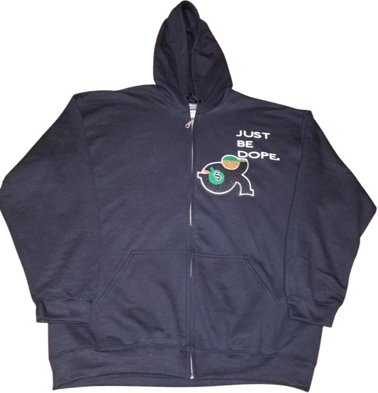 Black "JUST BE DOPE" Zippered Hoodie